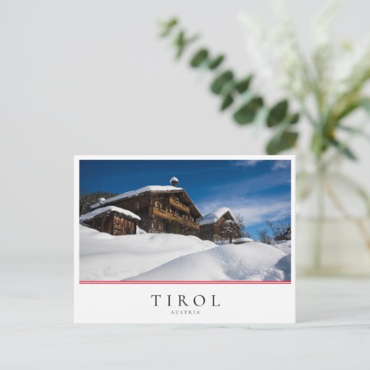 雪伝統的の中の木製の客室 ポストカード (スタンド正面)