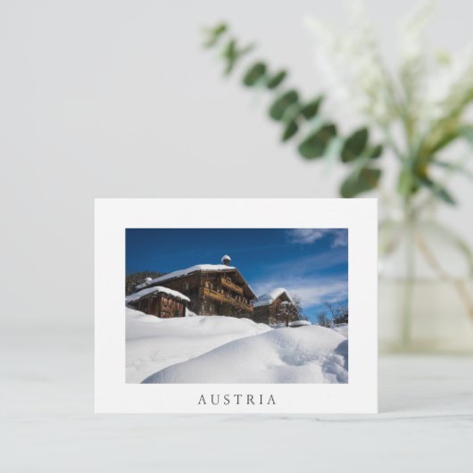 雪伝統的の中の木製の客室 ポストカード (スタンド正面)