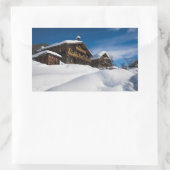 雪伝統的の中の木製の客室 長方形シール (バッグ)