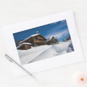 雪伝統的の中の木製の客室 長方形シール (封筒)