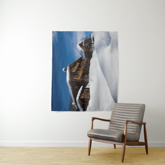 雪伝統的中の木の戸棚 タペストリー (インサイチュ)