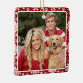 雪伝統的赤と白片の写真 セラミックオーナメント (右)