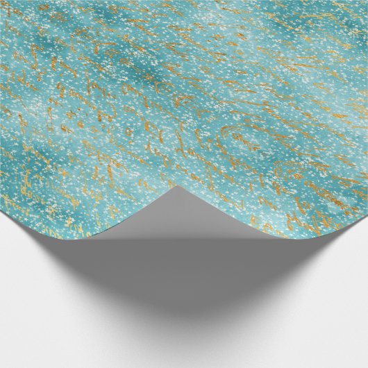 雪伝統的雪の冬の森の青いクリスマス ラッピングペーパー (角)