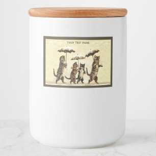 雪傘で子猫を飼うかわいい猫 フードラベル