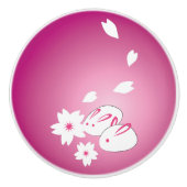 雪兎日本のと桜セラミックノブ セラミックノブ (正面)