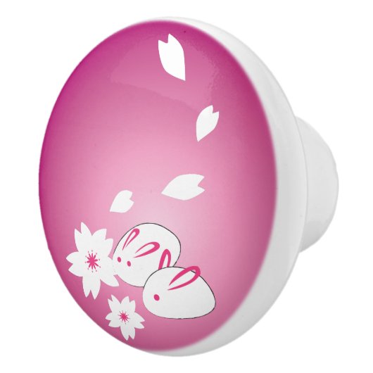 雪兎日本のと桜セラミックノブ セラミックノブ (右)