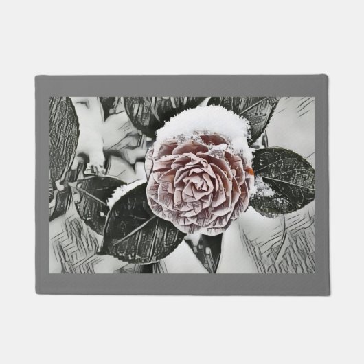 雪凍っていバラスケッチドアマット ドアマット (正面)