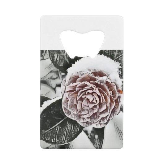 雪凍っていバラスケッチ クレジットカード栓抜き (正面)