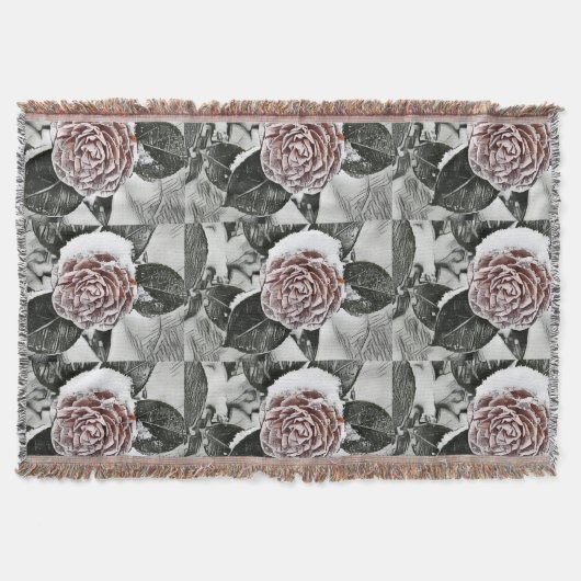 雪凍っていバラスケッチ スローブランケット (正面)