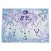 雪凍ってい片の冬のワンダーランドクリスマス ラージペーパーバッグ (正面)