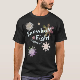雪凍ってい片「雪だるま戦い」(暗い) Tシャツ