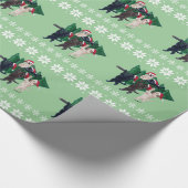 雪分野のクリスマスツリーのラブラドール ラッピングペーパー (角)