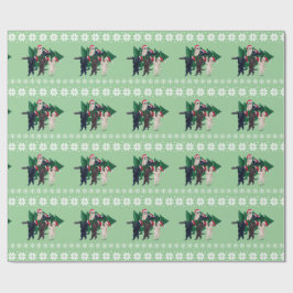 雪分野のクリスマスツリーのラブラドール ラッピングペーパー