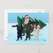 雪原のクリスマスツリーラブラドール シーズンポストカード (正面/裏面)
