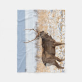 雪原のシカスタッグ |日本 フリースブランケット (正面)