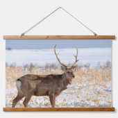 雪原のシカスタッグ |日本 吊り下げ型タペストリー (正面)