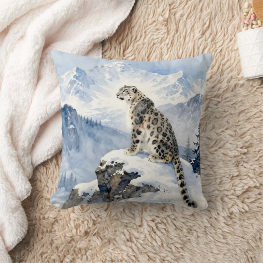 雪原のユキヒョウ クッション (ブランケット)