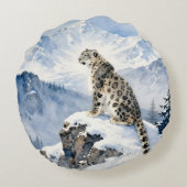 雪原のユキヒョウ ラウンドクッション (裏面)
