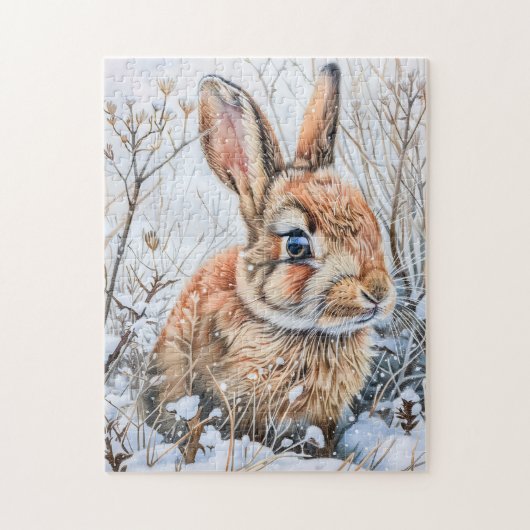 雪原のリトルヘア。ラビットバニー ジグソーパズル (縦)