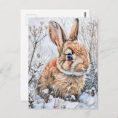 雪原のリトルヘア。ラビットバニー ポストカード (正面/裏面)