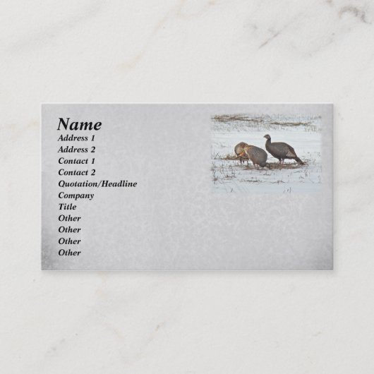 雪原の野生のトルコ 名刺 (正面)