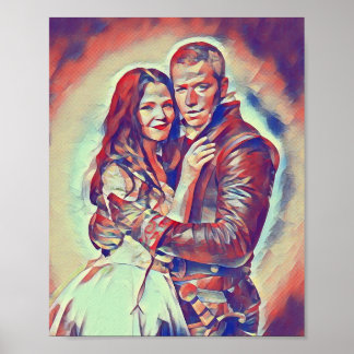 雪及び魅力的アールデコプリント ポスター