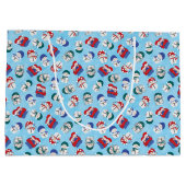 雪可愛い雪だるま水彩キャラクター ラージペーパーバッグ (裏面)