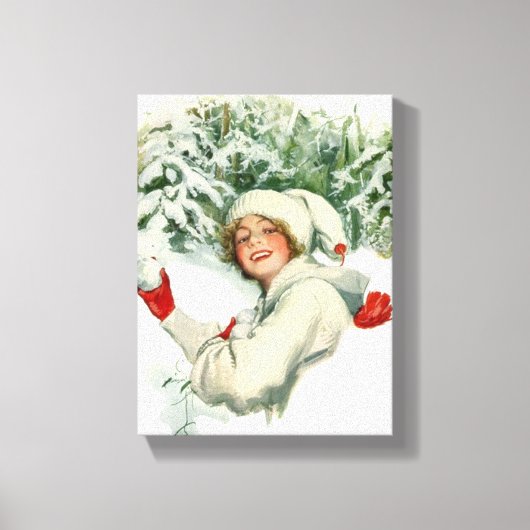 雪合戦（ハリソン・フィッシャー著） キャンバスプリント (正面)