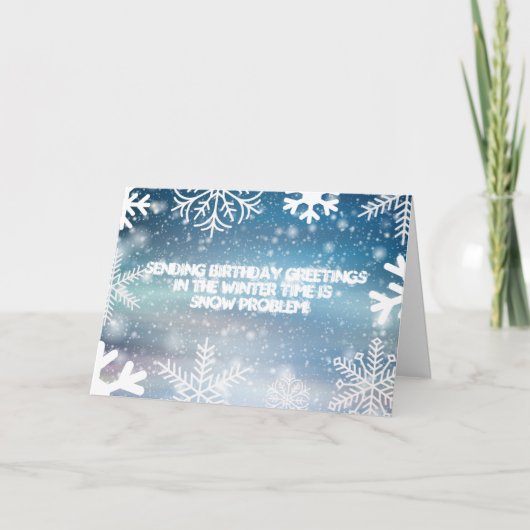 雪問題冬誕生日カード カード (正面)