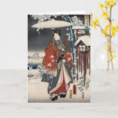 雪場面のGenjiの物語のモダンな版 カード (黄色い花)
