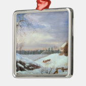 雪場面、ニューイングランド メタルオーナメント (左)