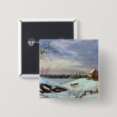 雪場面、ニューイングランド 缶バッジ (正面&裏面)