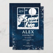 雪多くのおもしろい任意の年齢雪だるま冬子供の誕生日 招待状 (正面/裏面)