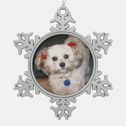 雪大切片 スノーフレークピューターオーナメント (正面)