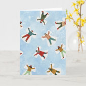 雪天使の冬のクリスマスウォーター色 カード (黄色い花)