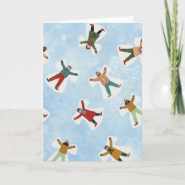 雪天使の冬のクリスマスウォーター色 カード
