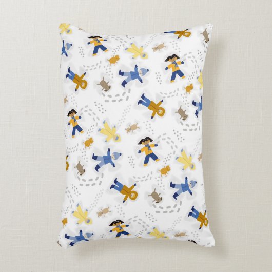 雪天使の子供とペットのアクセント枕 アクセントクッション (正面(垂直))