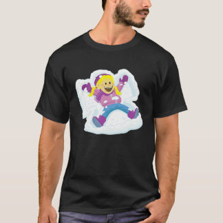 雪天使を作る小さな女の子 冬 Tシャツ