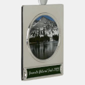 雪天屋湖ヨセミテ国立公園の写真 シルバープレートバナーオーナメント (右)
