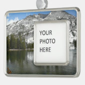 雪天屋湖ヨセミテ国立公園の写真 シルバープレートフレームオーナメント (左)