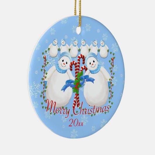 雪女とキャンディーキャンクリスマス記念オーナ セラミックオーナメント (右)