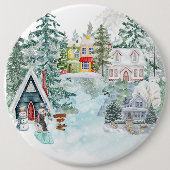 雪女と雪だるま 缶バッジ (正面)