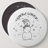 雪好きな人のためのとってもかわいい雪だるまのピンバッジ 缶バッジ (正面&裏面)