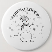 雪好きな人のためのとってもかわいい雪だるまのピンバッジ 缶バッジ (正面)