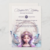 雪姫ピンクの妖精の魔法の魅惑的な冬 招待状 (正面/裏面)