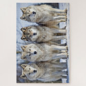 雪威厳のあるに覆われたオオカミ ジグソーパズル (縦)