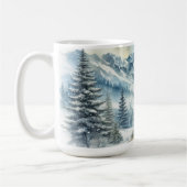 雪威厳のあるに覆われた山々の中に立つエルク コーヒーマグカップ (左)