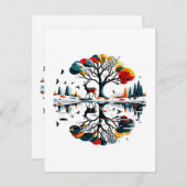 雪威厳のあるの多い冬の森に立つ エンクロージャーカード (正面/裏面)