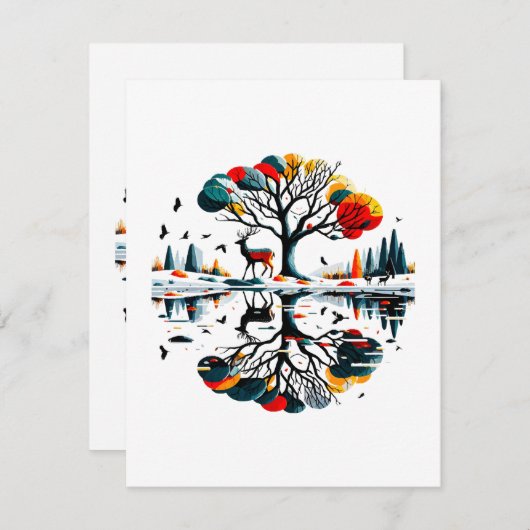 雪威厳のあるの多い冬の森に立つ エンクロージャーカード (正面/裏面)