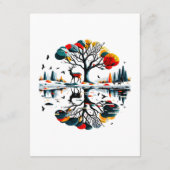 雪威厳のあるの多い冬の森に立つ エンクロージャーカード (裏面)